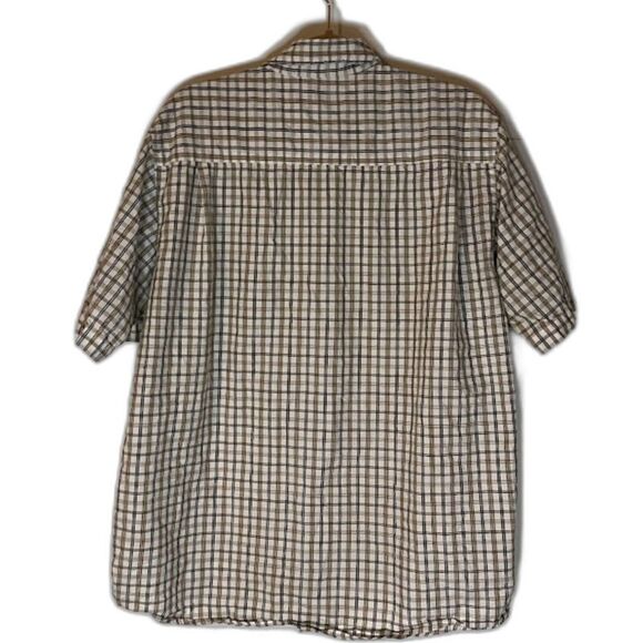 Wrangler Shirt Button-Up Men's L Casual White Taupe Black Plaid Casual Workwear - Picture 2 of 6